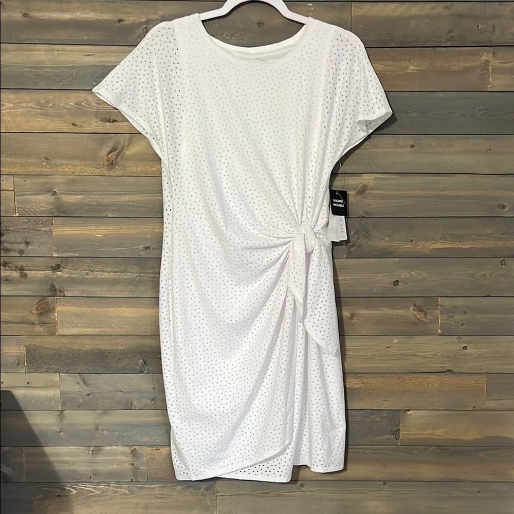 New Robbie Bee Tie Knit MIDI Sheath Dress Women’s Size Petite Medium